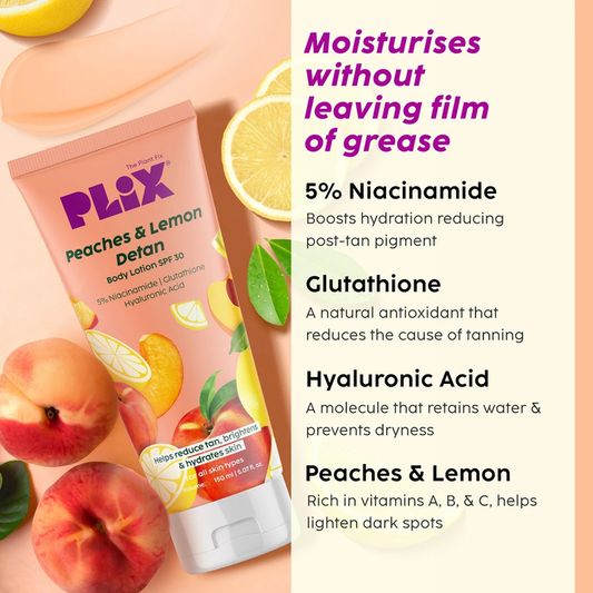 plix peaches lemon detan body lotion spf 30 150ml