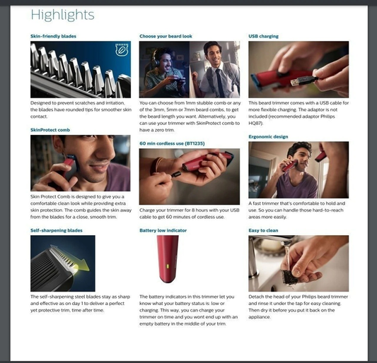 Philips Beard Trimmer-BT1235/18 - Trimmer