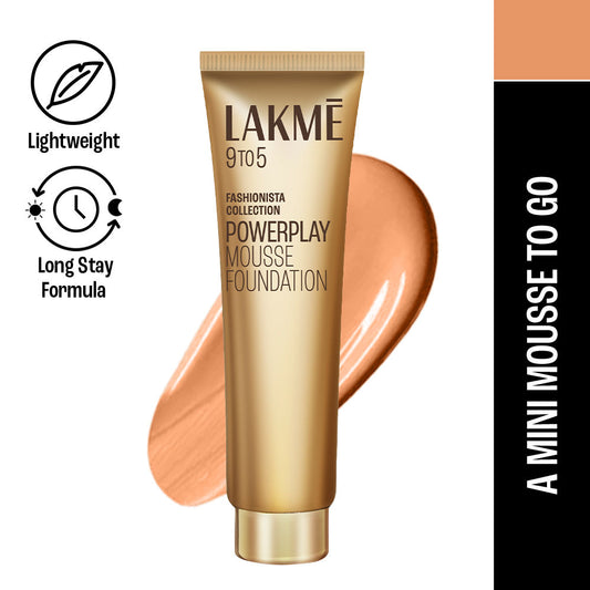 lakme 9 to 5 power play moussse foundation 01 rose ivory