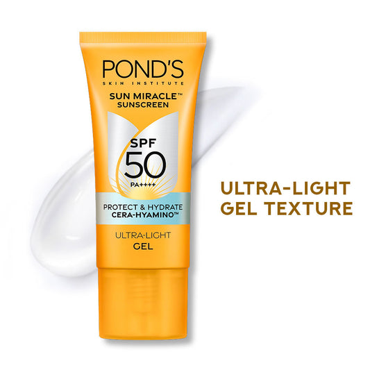 ponds sun miracle craˆme gel sunscreen spf 50 50gm