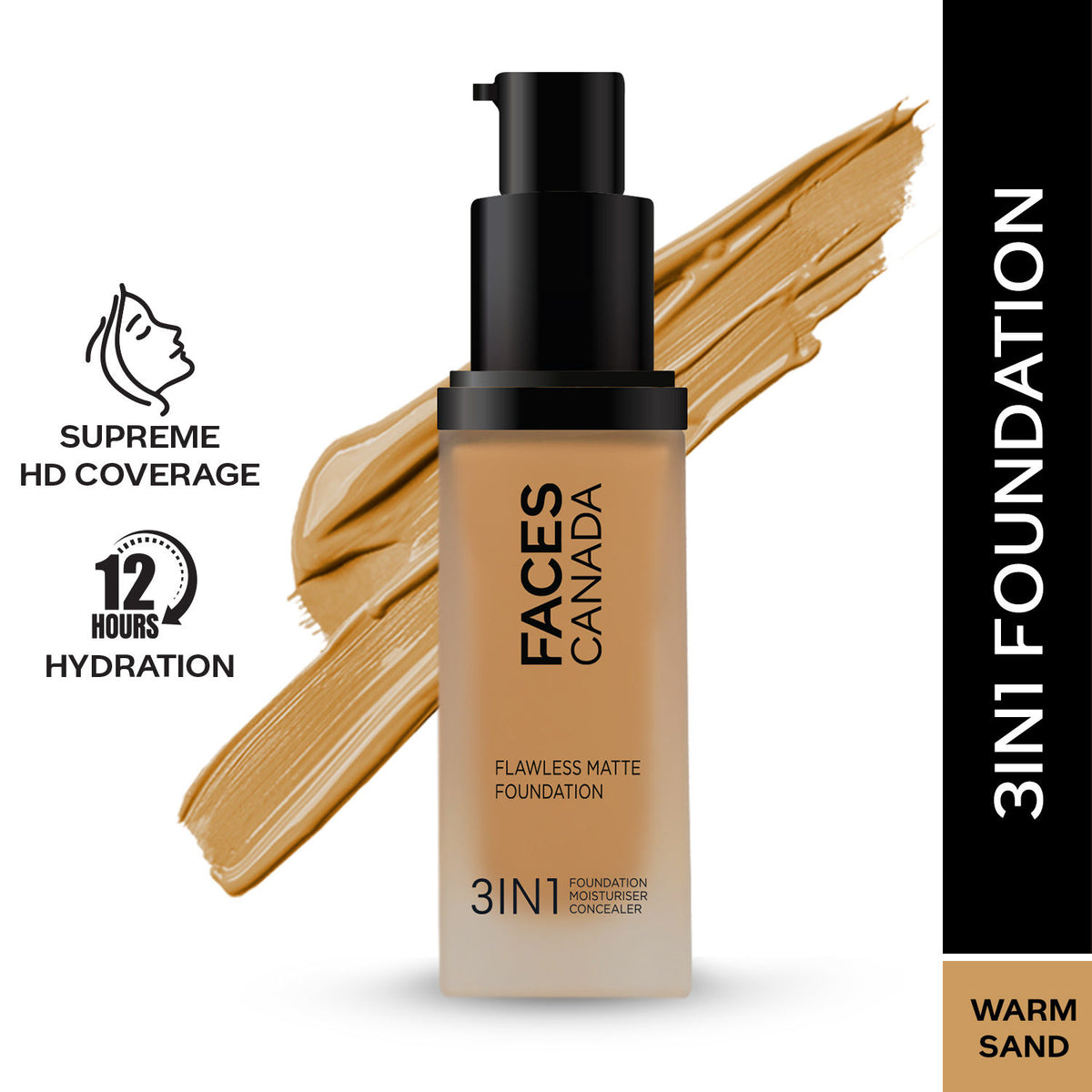 faces canada flawless matte foundation 3 in 130 ml warm sand