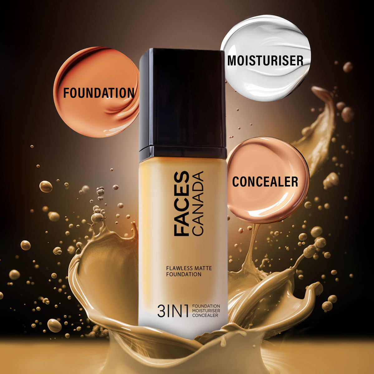 faces canada flawless matte foundation 3 in 130 ml warm sand