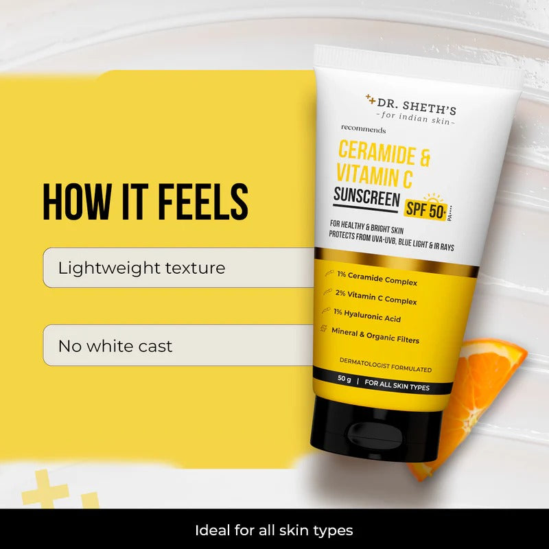 DR.SHETH'S SUNSCREEN SPF 50+ CERAMIDE & VITAMIN C- 50GM
