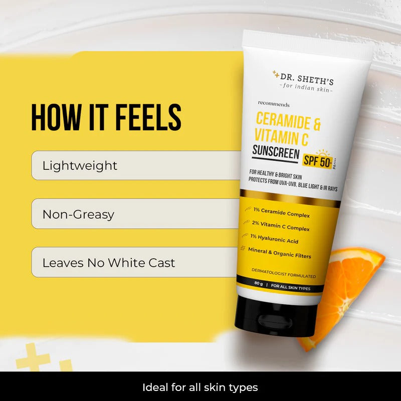 DR.SHETH'S SUNSCREEN CERAMIDE & VITAMIN C SPF 50- 80GM