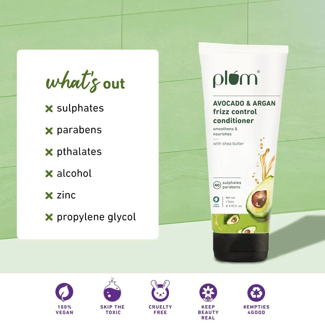 PLUM FRIZZ CONTROL CONDITIONER AVACADO & ARGAN- 175ML
