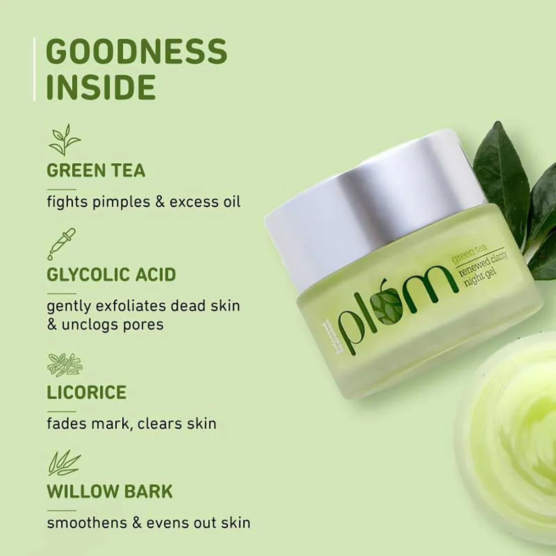 PLUM RENEWED CLARITY NIGHT GEL GREEN TEA - 15 GM