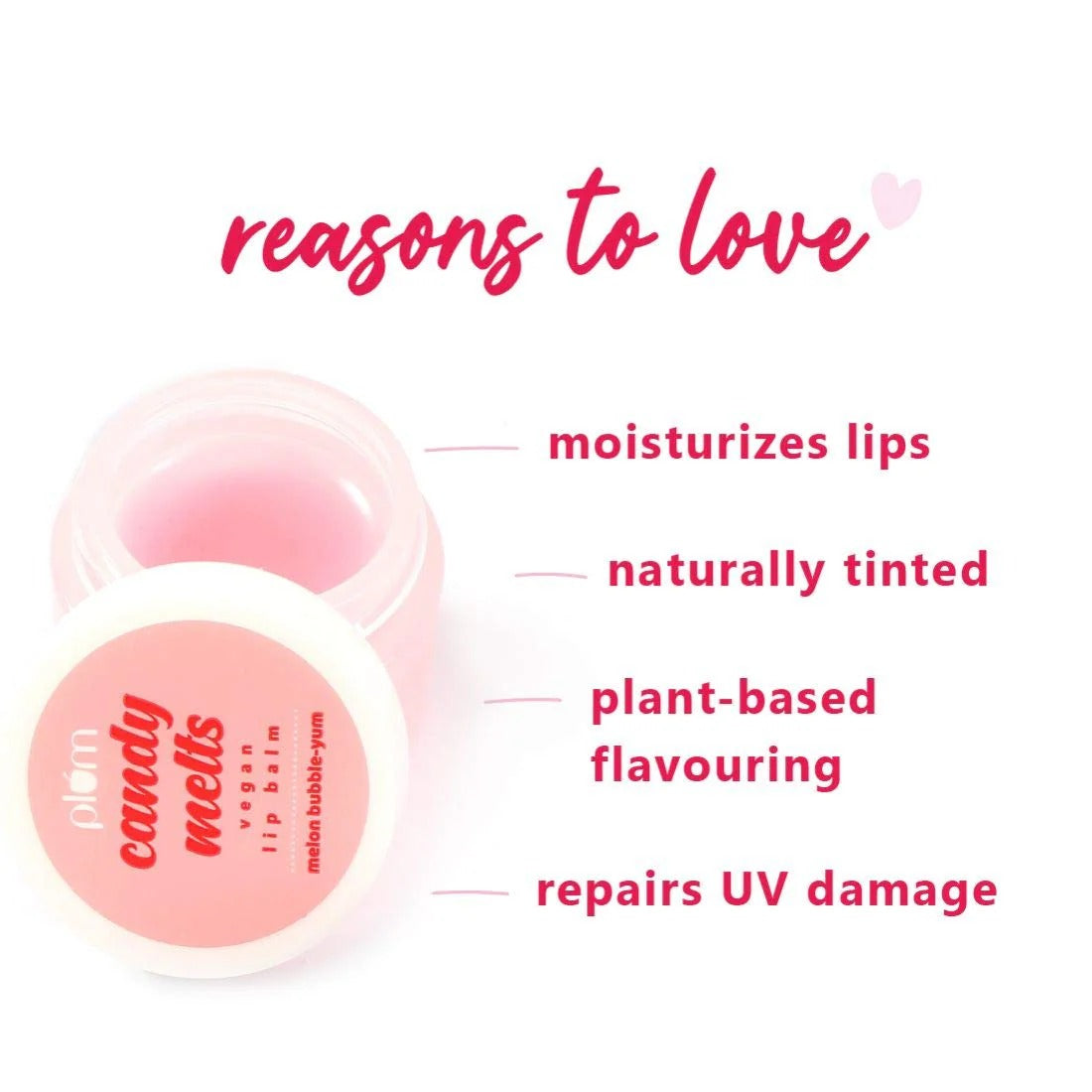 PLUM CANDY MELTS VEGAN MELON BUBBLE-YUM LIP BALM - 12G
