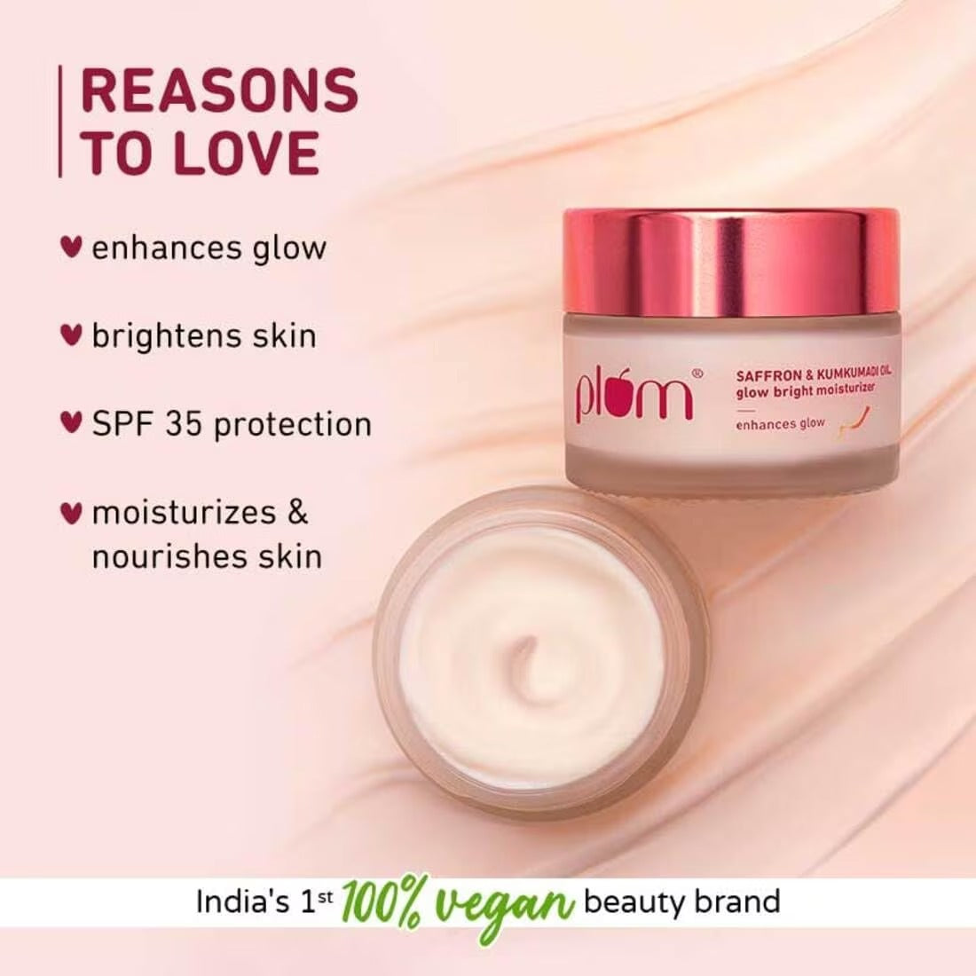 PLUM GLOW BRIGHT MOISTURIZER SPF 35 SAFFRON & KUMKUMADI OIL - 50G