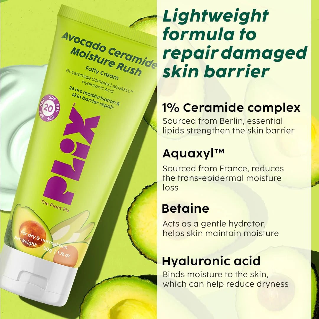 PLIX AVACADO 1% CERAMIDE STURE RUSH BARRIER REPAIR CREAM WITH SPF 20- 50GM