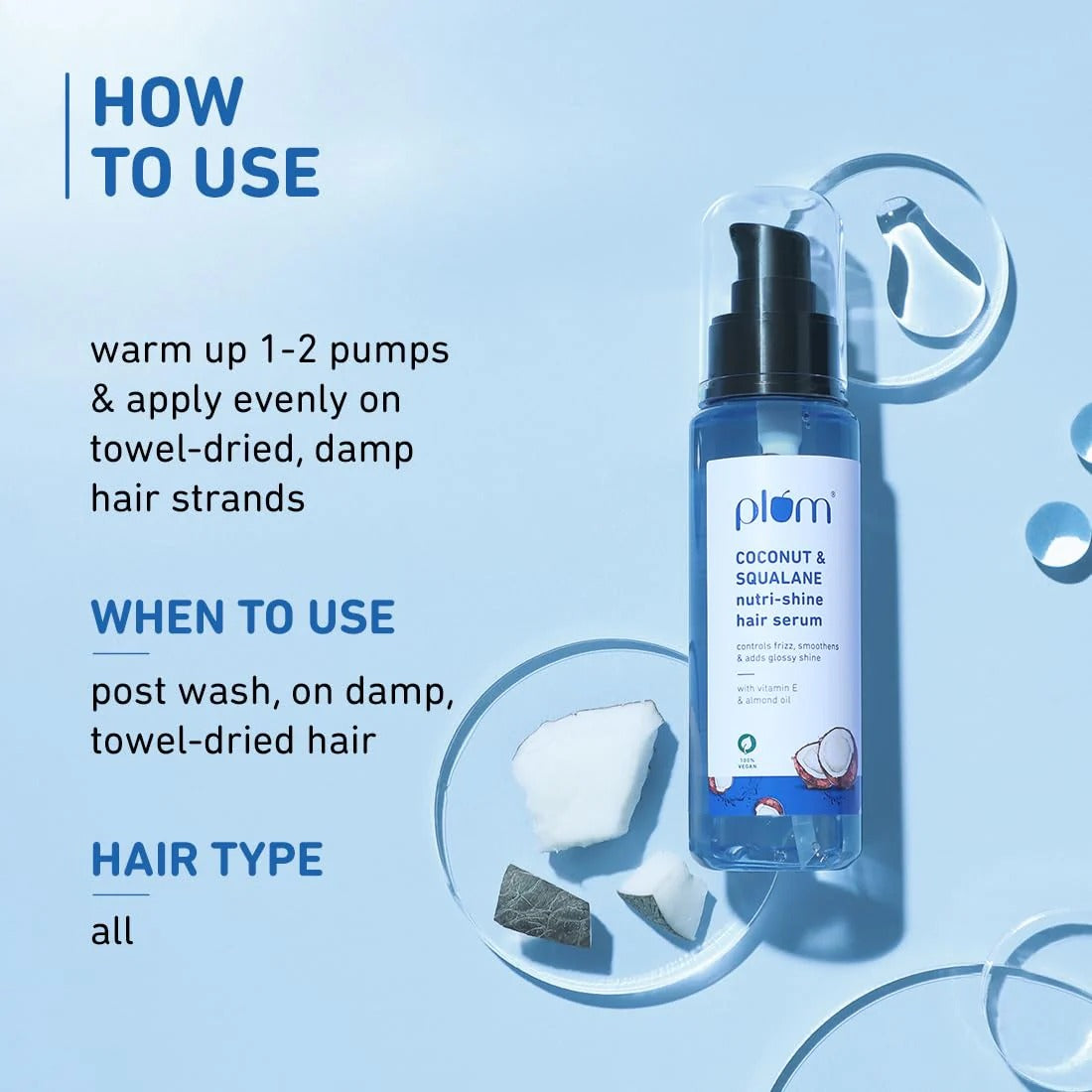 PLUM NUTRI-SHINE HAIR SERUM COCONUT & SQUALANE- 75ML