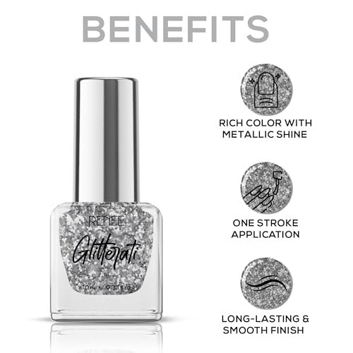 RENEE GLITTER NAIL PAINT-SILVER FLAKE - 10ML