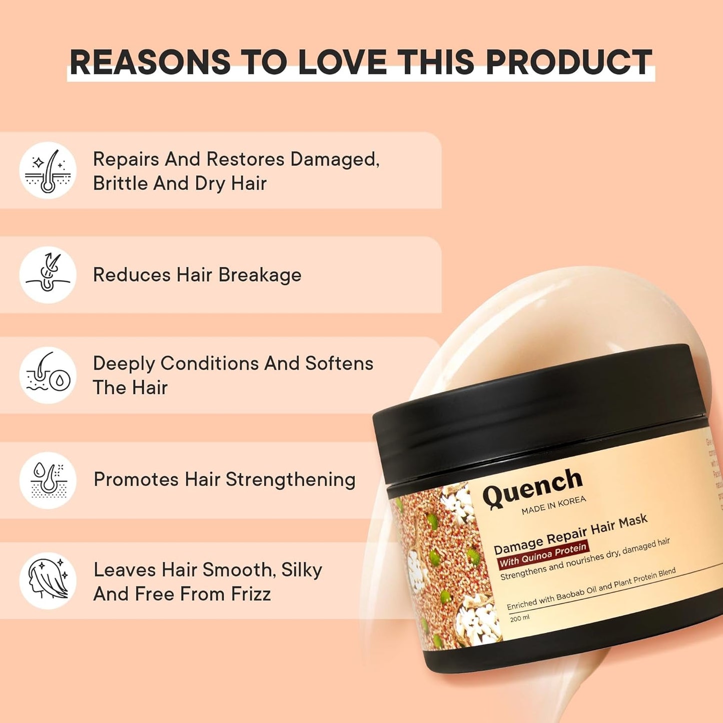 QUENCH DAMAGE REPAIR HAIR MASK 200ML