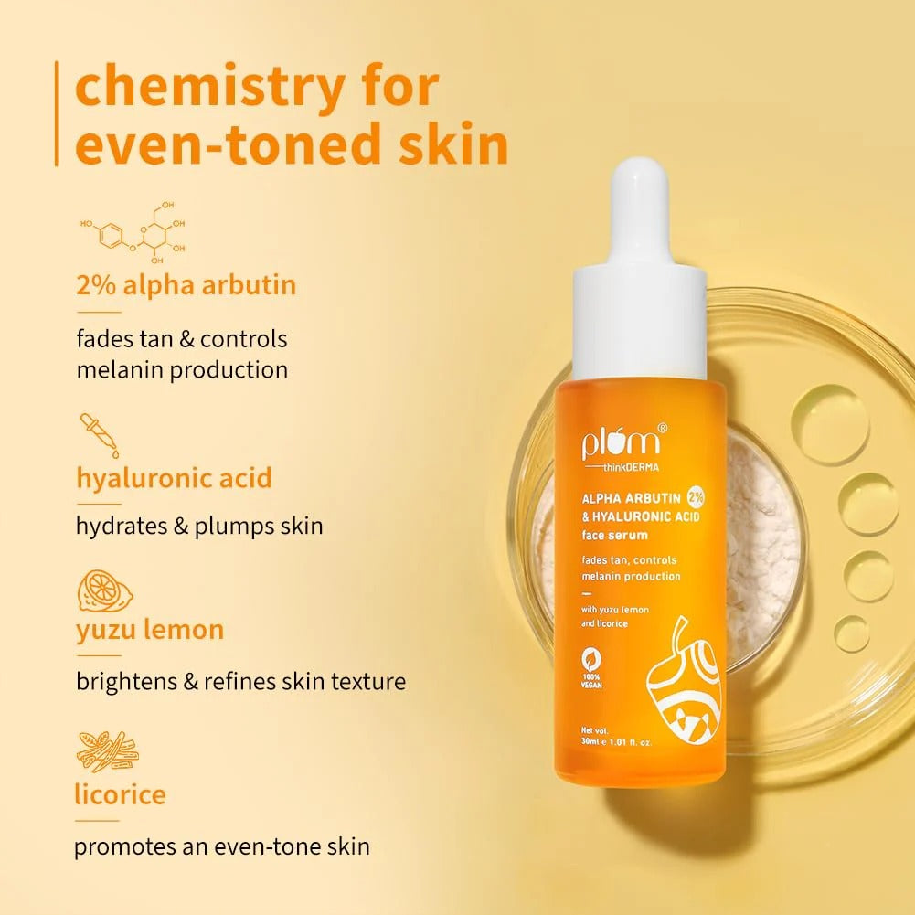 PLUM FACE SERUM ALPHA ARBUTIN 2% & HYALURONIC ACID- 30ML
