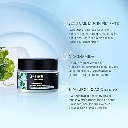 QUENCH 92% SNAIL MUCIN COLLAGEN BOOST MOISTURIZER 50ML