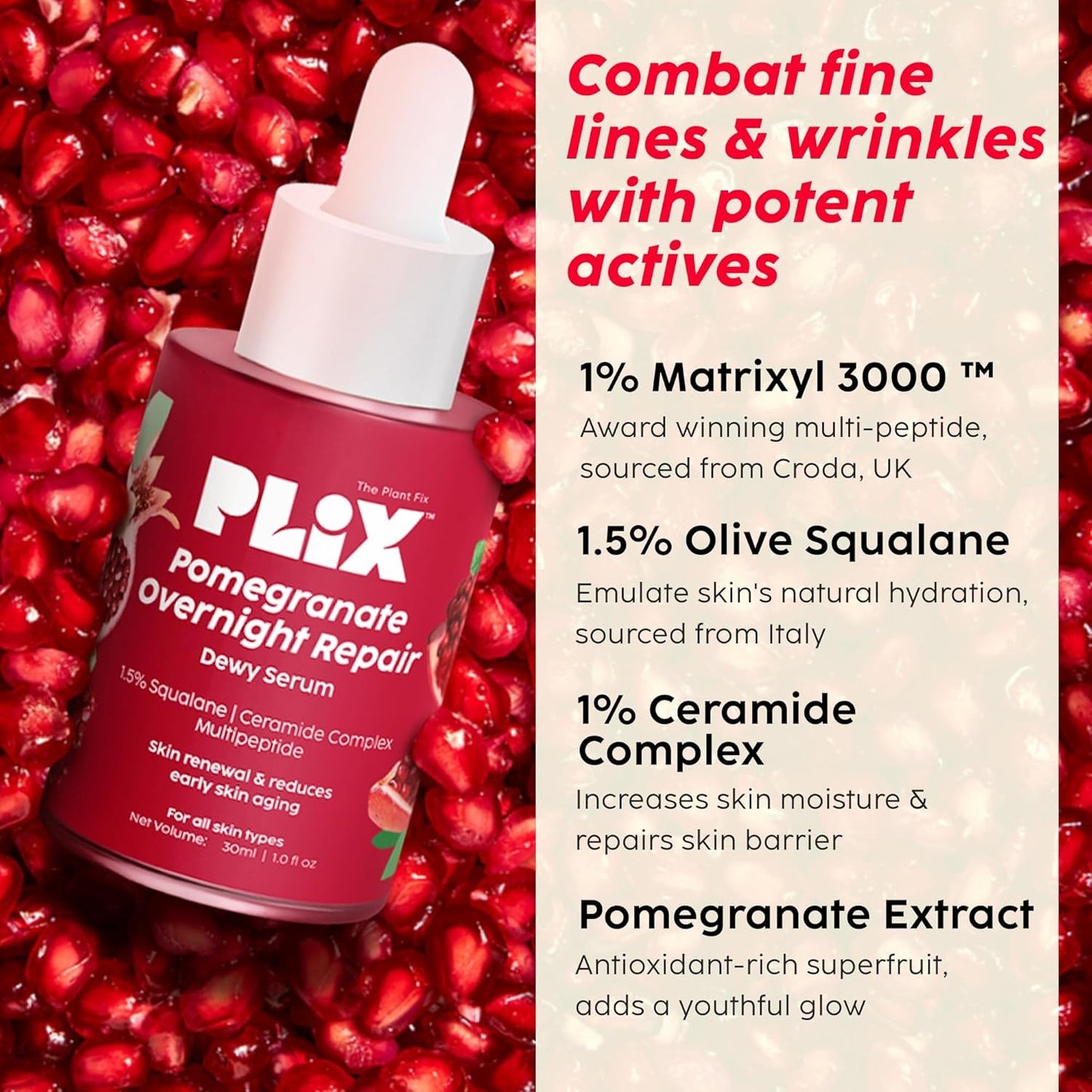 PLIX POMEGRANATE OVERNIGHT REPAIR DEWY SERUM 30ML