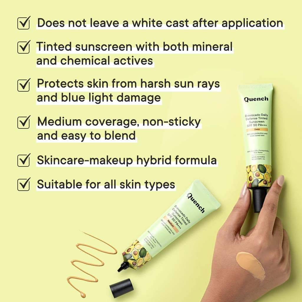 QUENCH BRAVACADO TINTED SUNSCREEN SPF 50++ MEDIUM 50ML