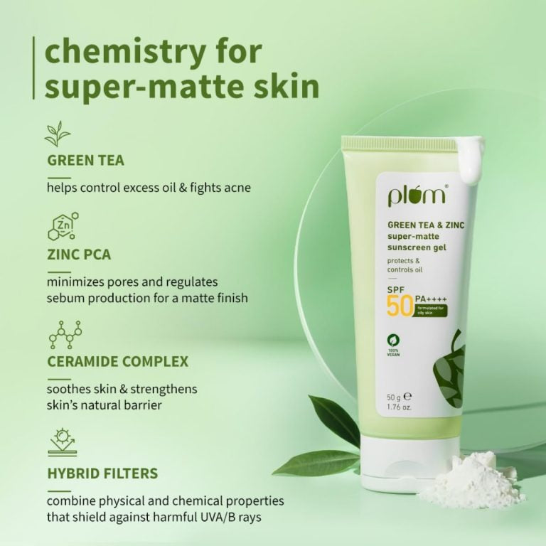 PLUM GREEN TEA & ZINC SUPER-MATE SUNSCREEN GEL SPF50 50G