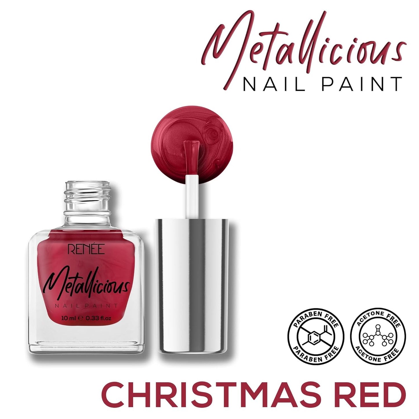 RENEE METTALICIOUS NAIL PAINT CHRISTMAS RED - 10ML