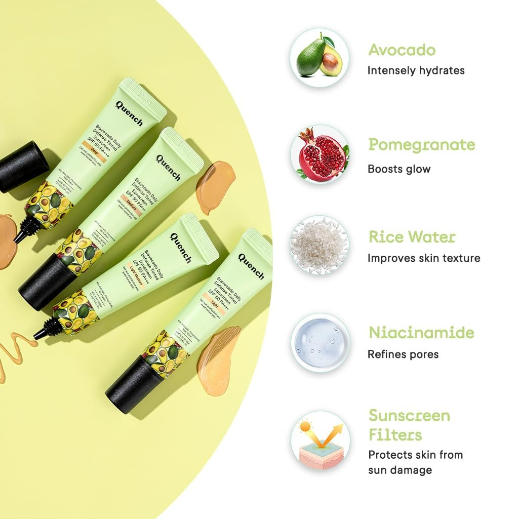 QUENCH BRAVACADO TINTED SUNSCREEN SPF 50++ MEDIUM 50ML