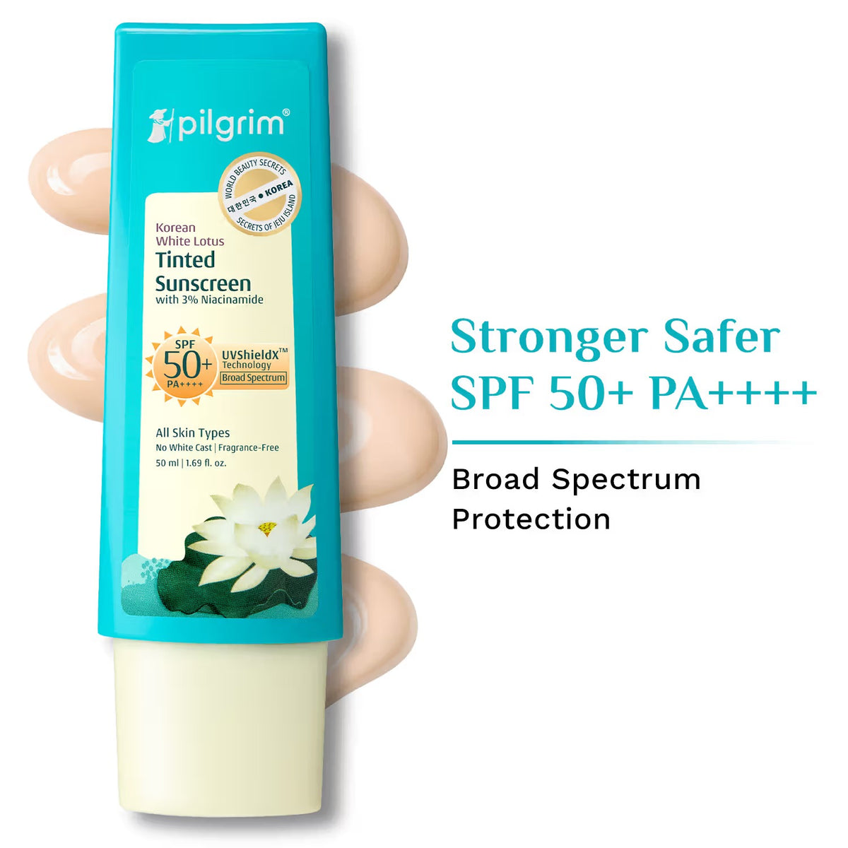 PILGRIM KOREAN WHITE LOTUS TINTED SUNSCREEN SPF 50+ 50ML