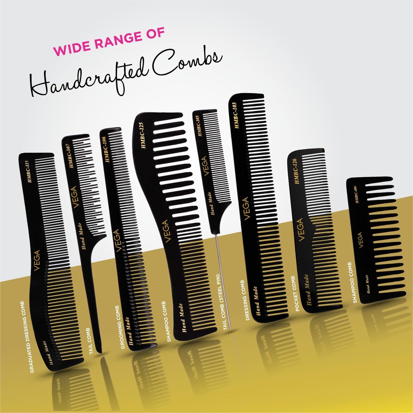 VEGA EXPERT HANDCRAFTED BLACK COMB HMBC203 HAIR COMB