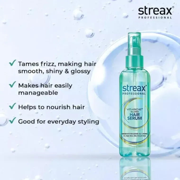 STREAX VITARICHE GLOSS HAIR SERUM- 115 ML -(FREE SHAMPOO)