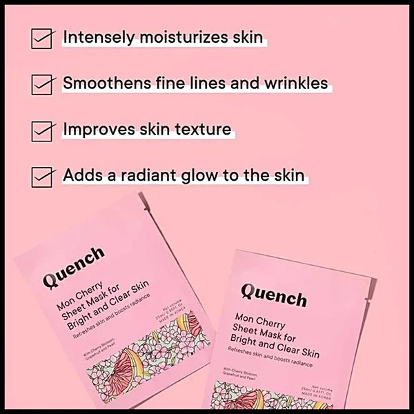 QUENCH MON CHERRY SHEET MASK FOR BRIGHT & CLEAR SKIN 25ML