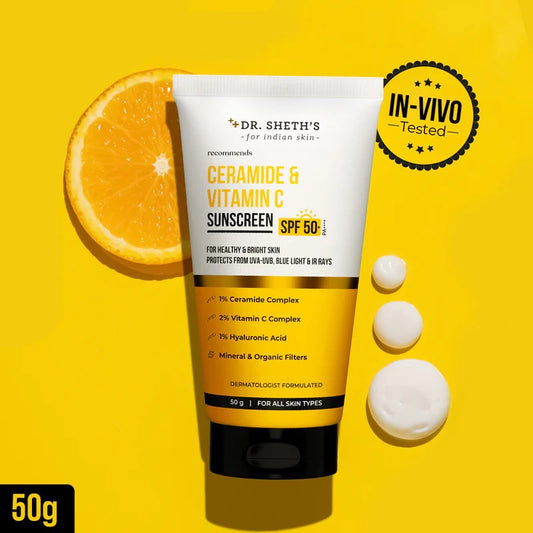 DR.SHETH'S SUNSCREEN SPF 50+ CERAMIDE & VITAMIN C- 50GM