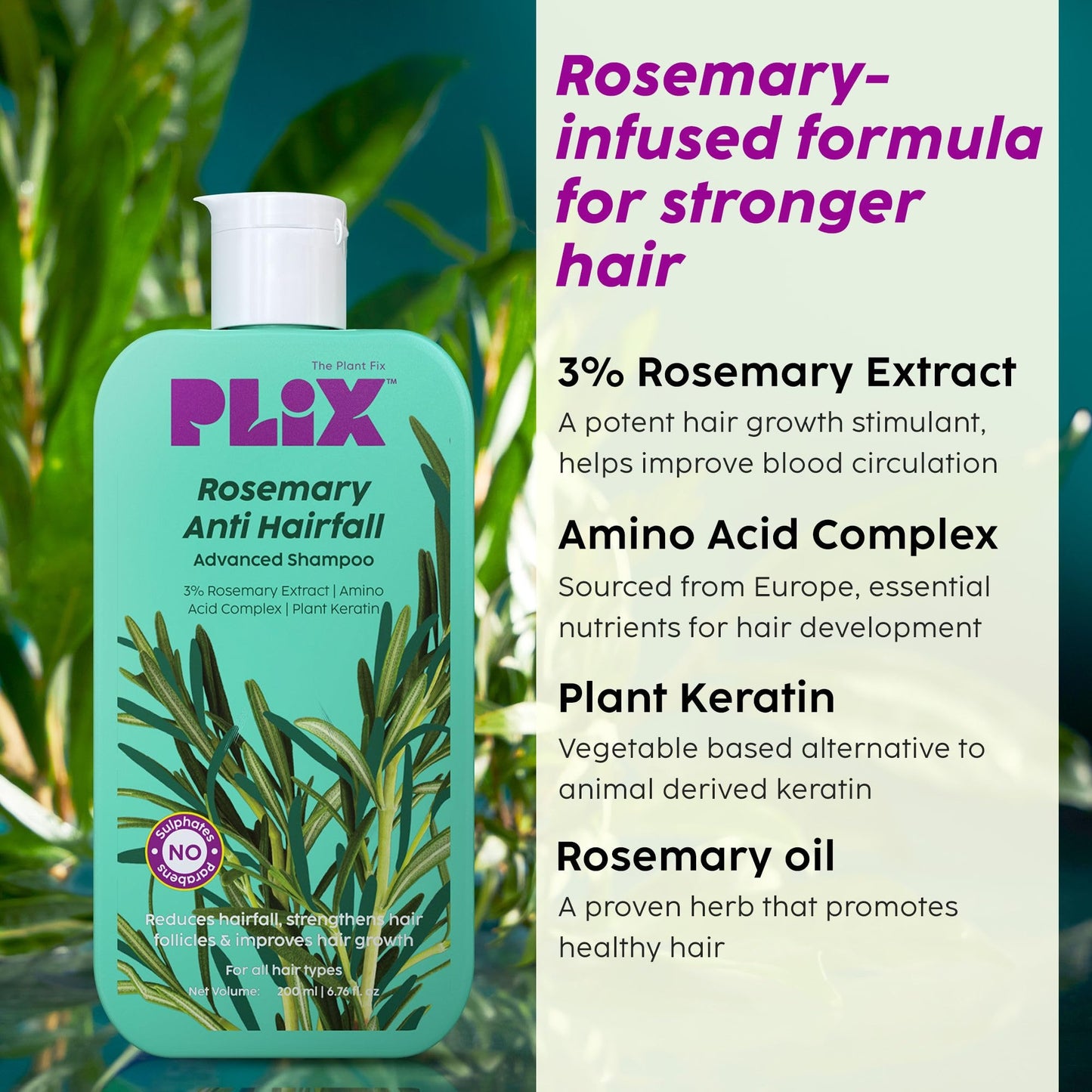 PLIX ROSEMARY ANTI HAIR FALL ADVANCED SHAMPOO 200ML