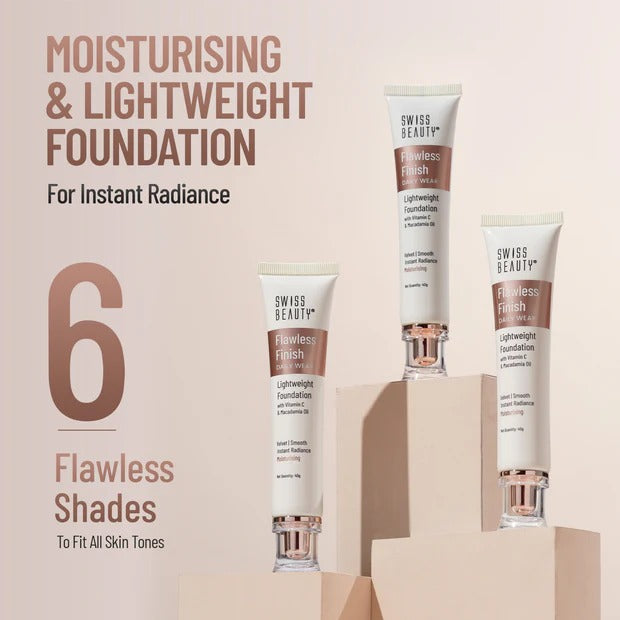 SWISS BEAUTY FLAWLESS FINISH DAILY WEIGHT FOUNDATION NATURAL NUDE 40GM