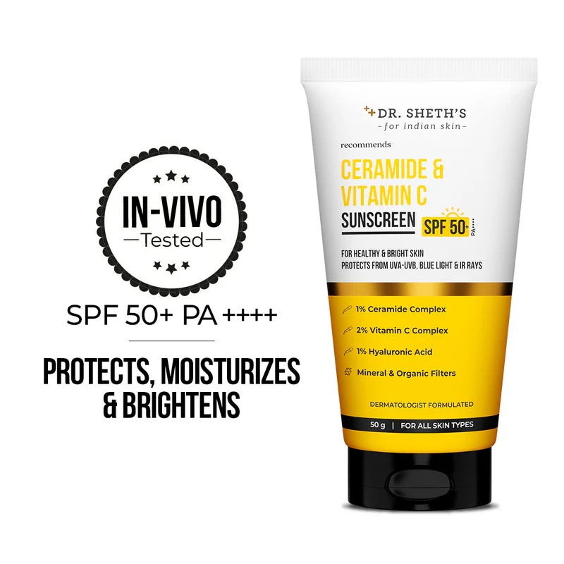 DR.SHETH'S SUNSCREEN SPF 50+ CERAMIDE & VITAMIN C- 50GM