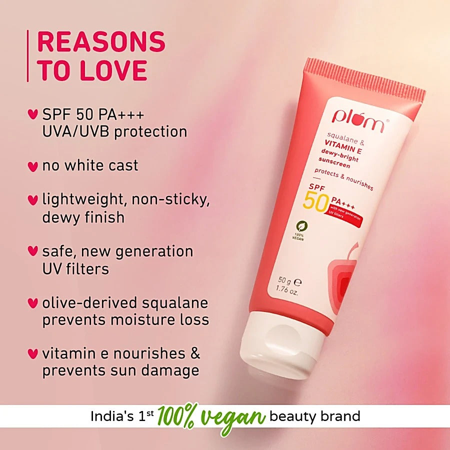 PLUM DEWY-BRIGHT SUNSCREEN SPF 50+ SQUALANE & VITAMIN E - 100G