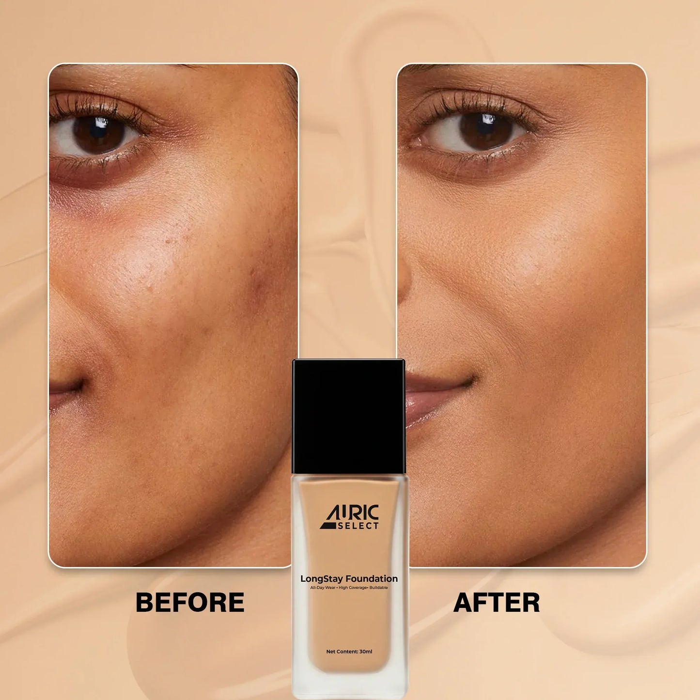 AURIC LONG STAY FOUNDATION ASF1101 COOL IVORY 30ML