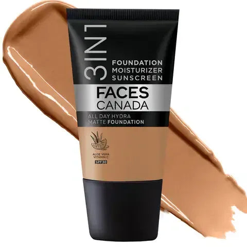 FACES CANADA 3 IN 1 FOUNDATION MOIUSTURISER WARM SAND 042 - 18 ML
