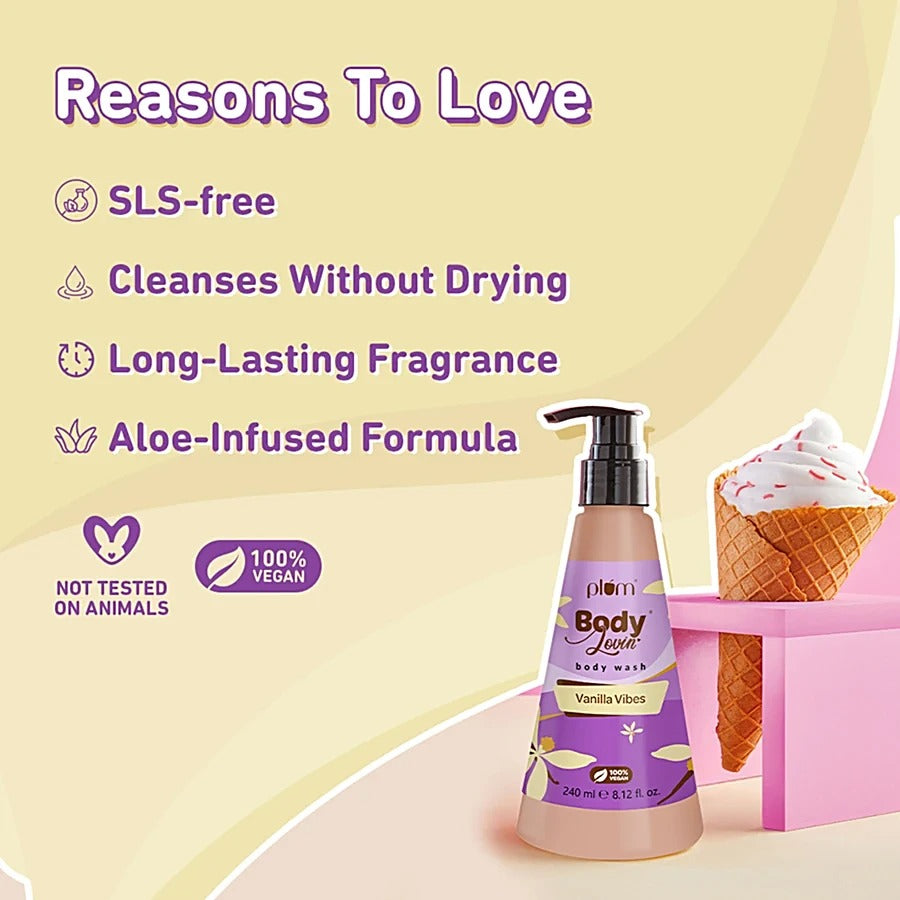 PLUM BODY LOVIN' BODY WASH- VANILLA VIBES - 100ML