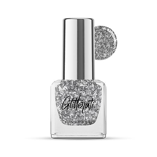 RENEE GLITTER NAIL PAINT-SILVER FLAKE - 10ML